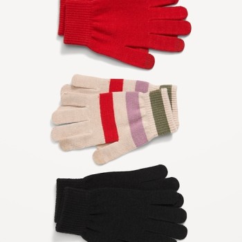 Knit Gloves 3-Pack for Women