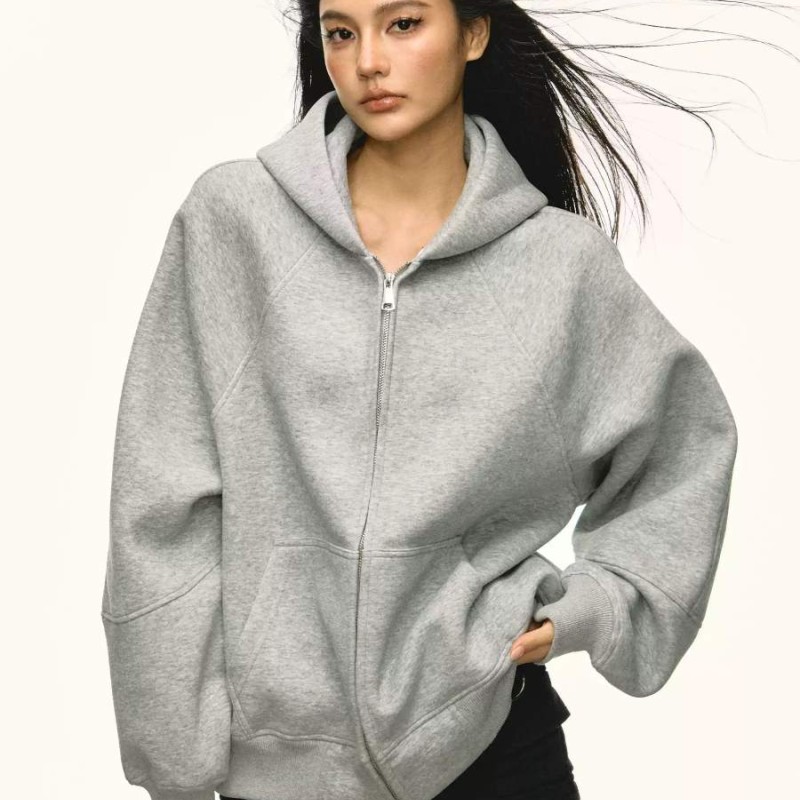 Women's American Heavyweight 500g Hooded Cardigan Oversized Fleece-Lined Zip-Up Sweatshirt