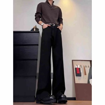 Men's Black Straight-Leg Jeans - Tall & Extended Length, American Style Slim-Fit High-Waisted Casual Pants