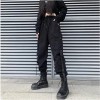 Women's Black Cargo Pants - High-Waisted Slim Fit Ankle-Length Cotton Streetwear Joggers