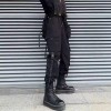 Women's Black Cargo Pants - High-Waisted Slim Fit Ankle-Length Cotton Streetwear Joggers