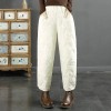 Women's Quilted Puffer Pants - High-Waisted Loose Fit Ankle-Cuff Winter Warm Trousers