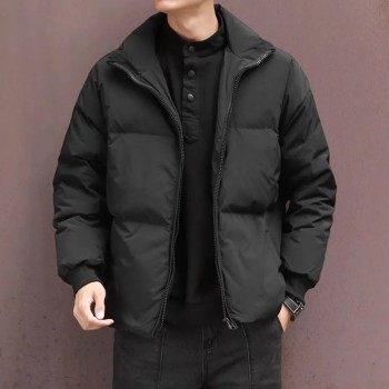 Men's Light Mature Style Duck Down Jacket - Stand Collar Short Warm Winter Coat