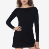 PON3644 - Ponte Long Sleeve Boatneck Dress