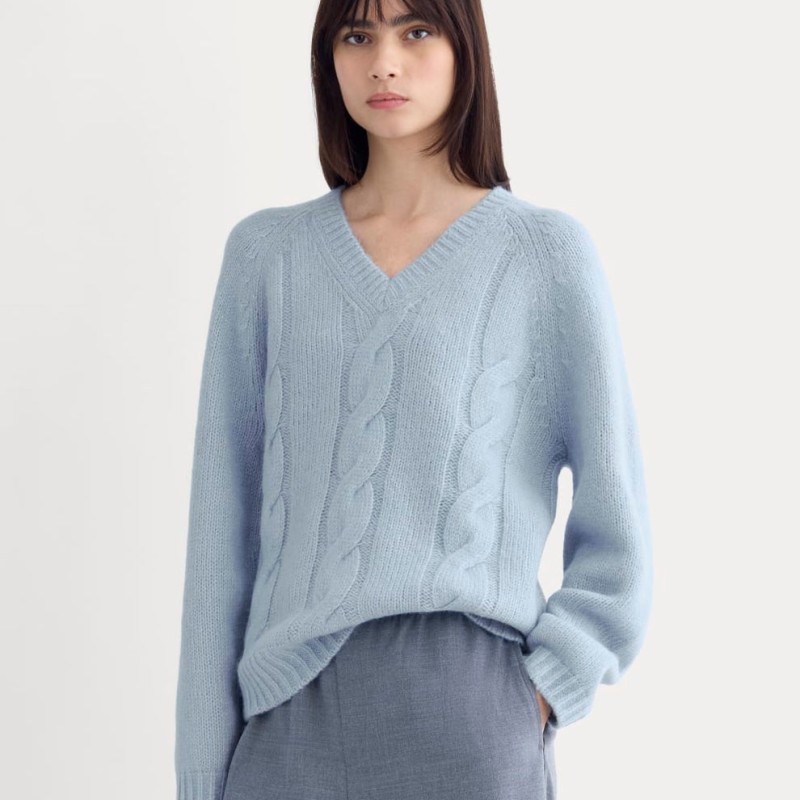 Cloud Pattern V-neck Sweater