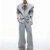 Men's Hong Kong Style Layered Striped Patchwork Jacket Slim Stand Collar Fringe Detail Casual Coat
